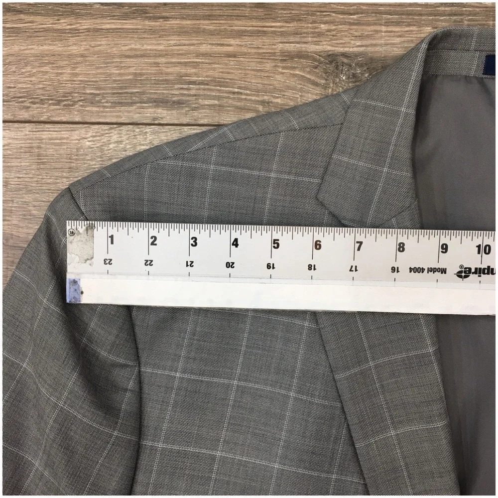 STAFFORD Men Wool Blazer Sport Coat Casual Jacket Size 52L Classic‎ Gray Suit