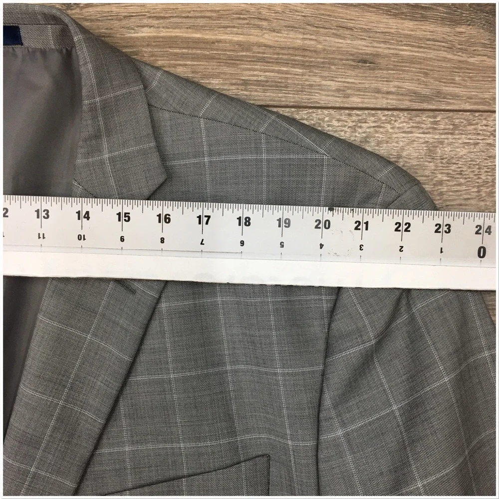 STAFFORD Men Wool Blazer Sport Coat Casual Jacket Size 52L Classic‎ Gray Suit