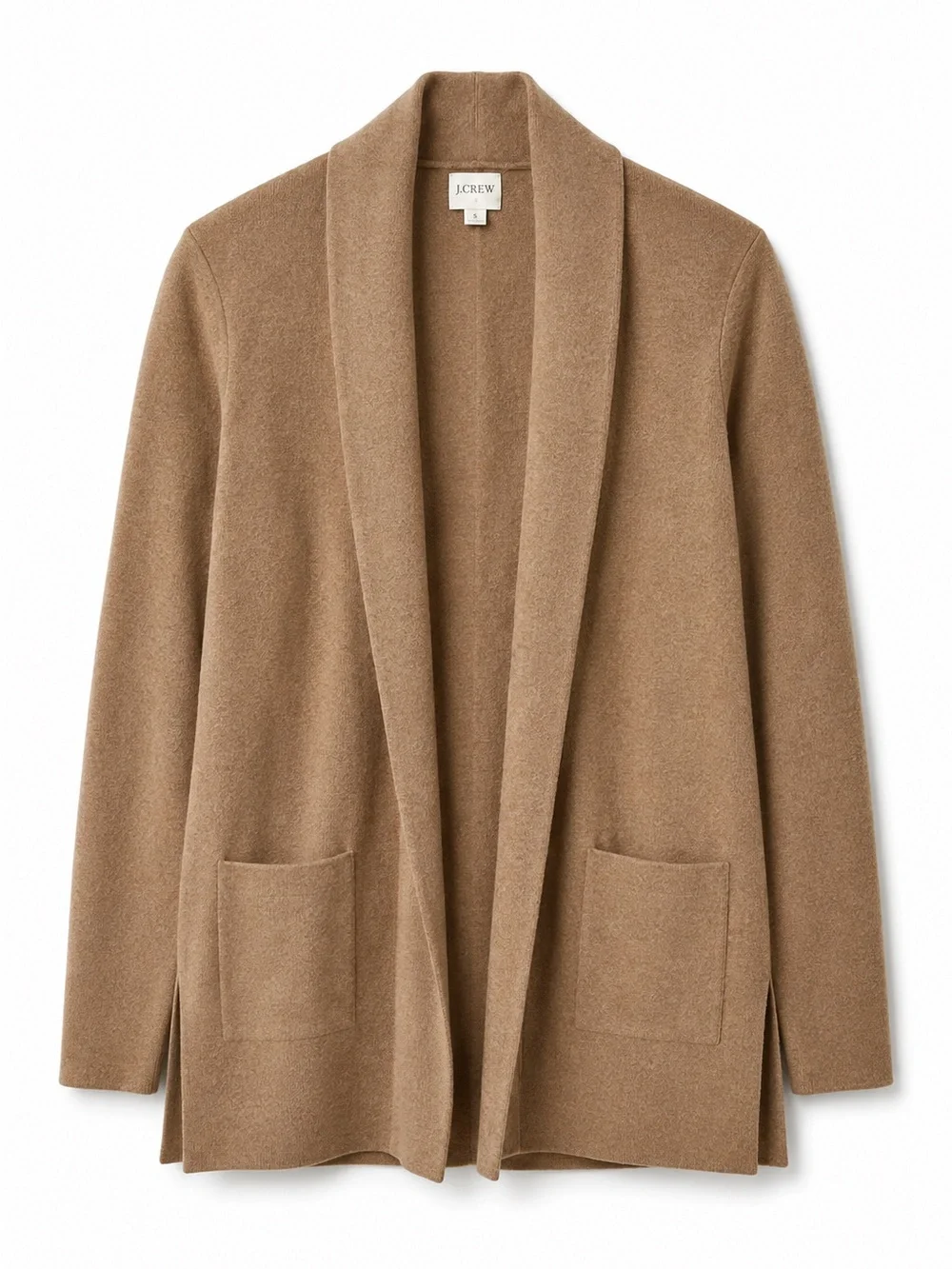J.Crew Chelsea Sweater Blazer Camel Brown Open Front Knit Cardigan Size S