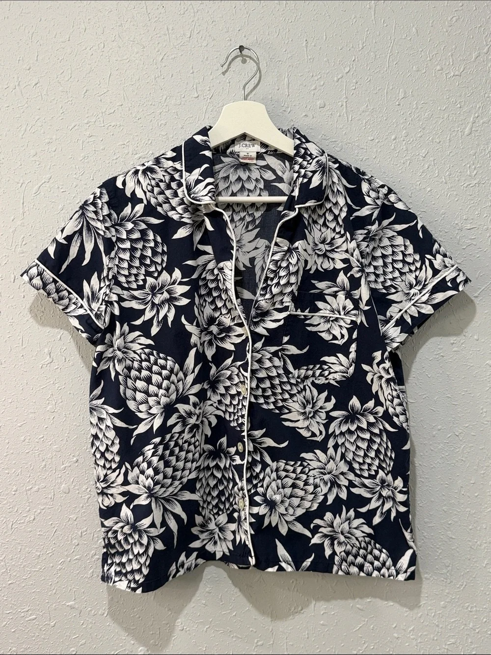 J. Crew Shirt Mens Size L Flex‎ Washed Button Down Short Sleeve Slim Fit Floral