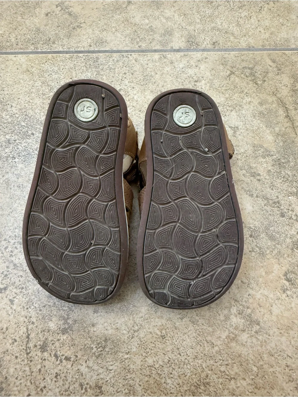 Stride Rite Tan/Brown Kids Leather Sandals