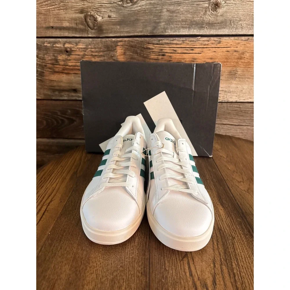 Adidas Grand Court 2.0 Mens White Green Sneakers JR2224 Size 10