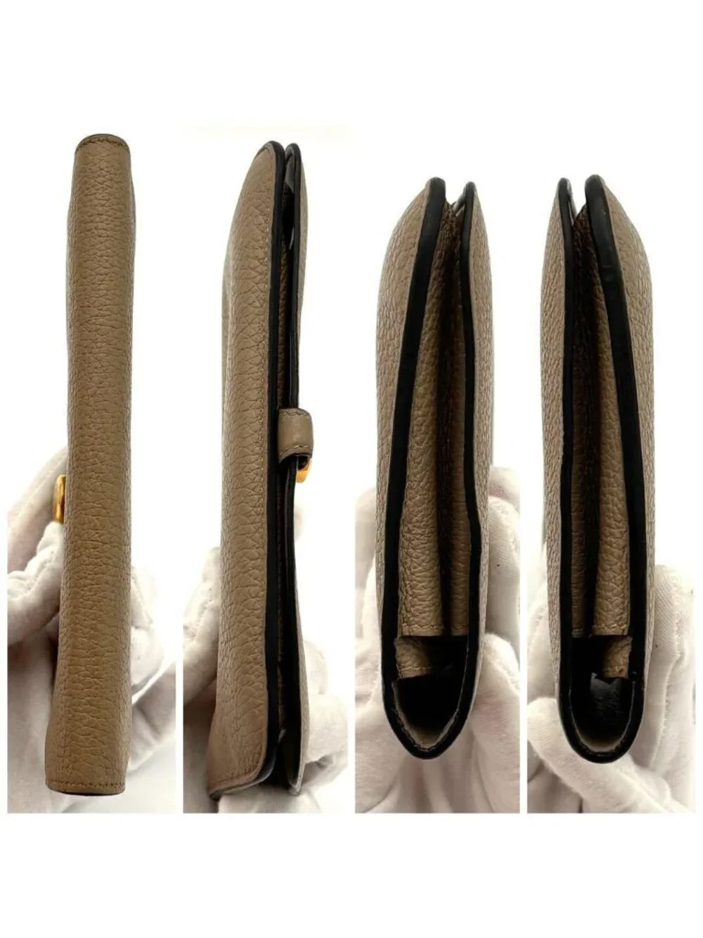 Hermes Dogon GM Taurillon Clemence Beige Gold Wallet
