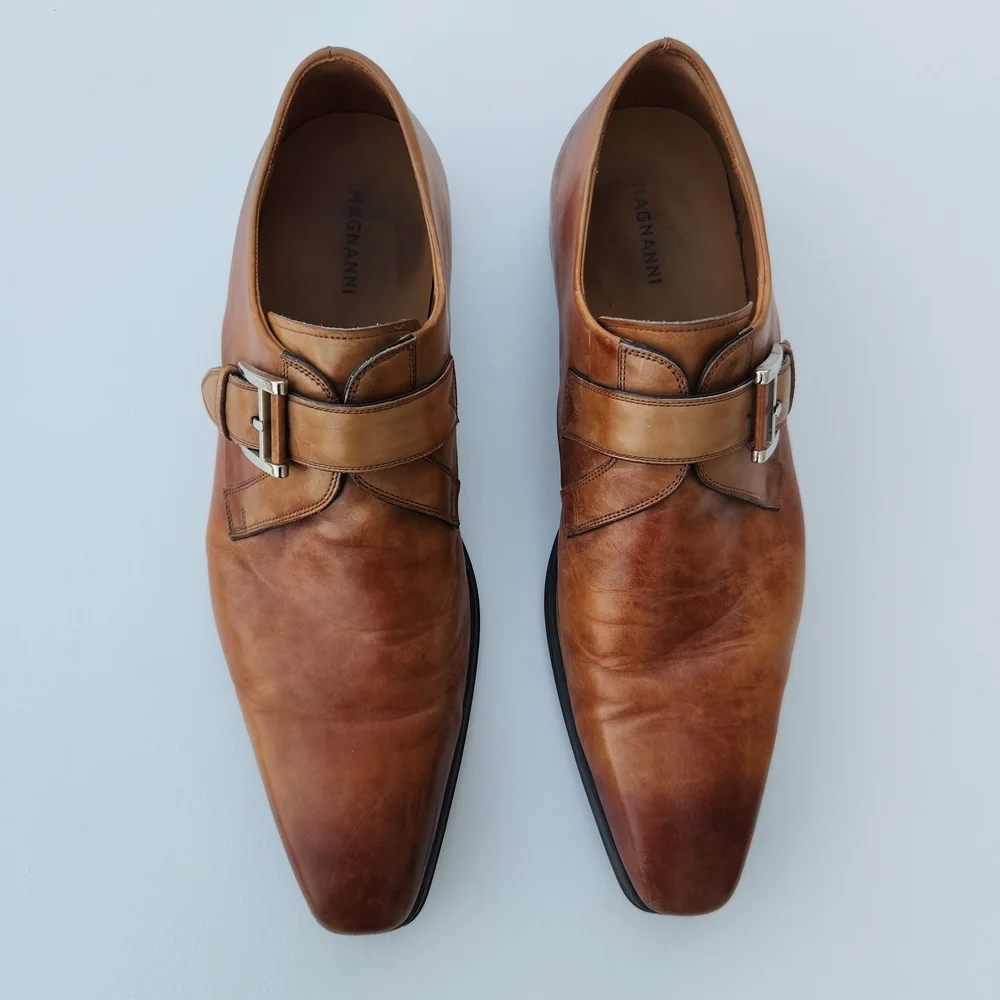 Magnanni Leather Monk Strap Shoes Men's Size 11.5
