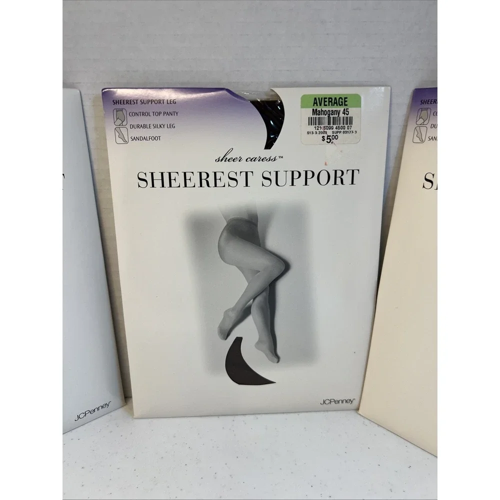 Sheer Caress Sheerest Support Pantyhose Bone White Mahogany Control Top Average