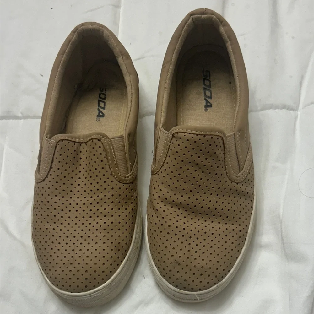 Soda Brown Perforated Slip-On Shoes💥