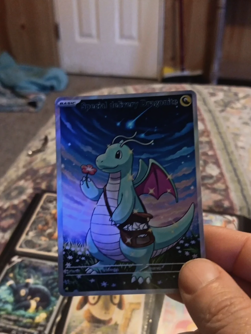 Dragonite Holographic Reptile Card - Blue