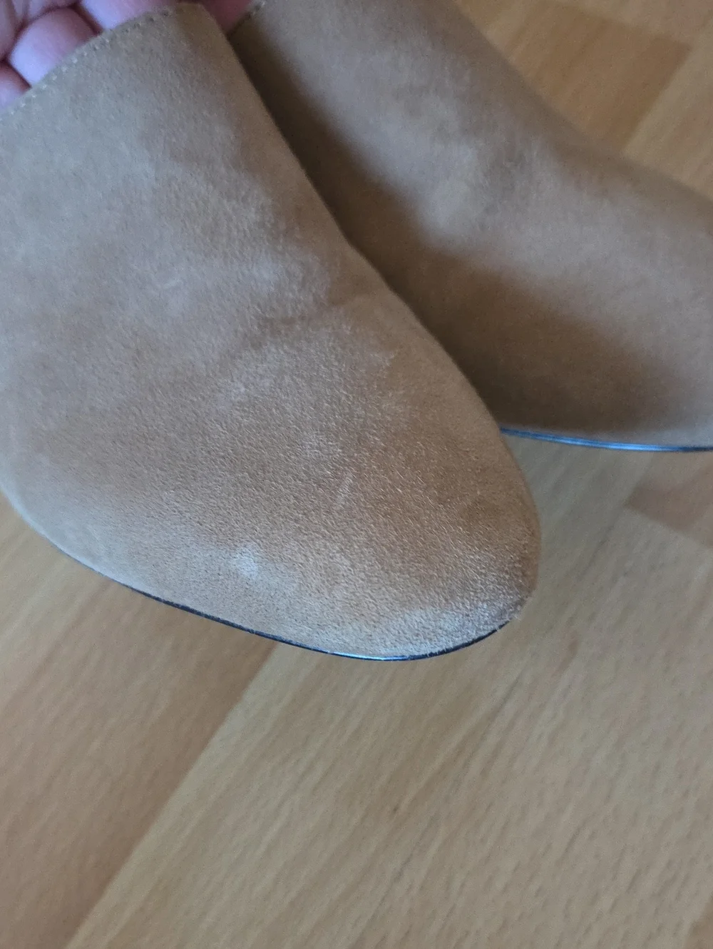 J. Crew Beige Suede Slip-On Block Heel Mules Size 8 Contemporary Minimalist