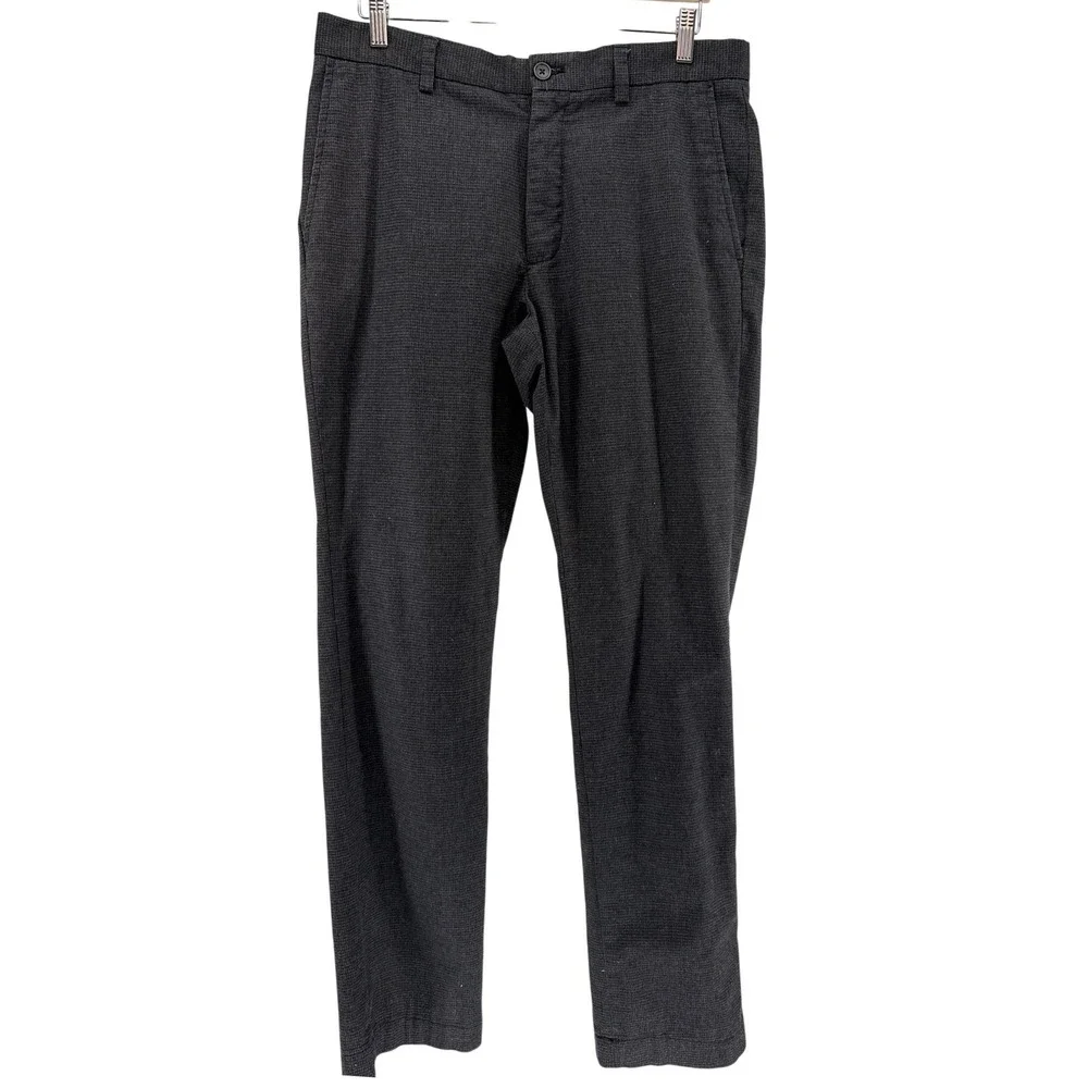 Banana‎ Republic Aiden Fit Mens Chinos 33x34 Dark Gray Micro Check Slim Pants