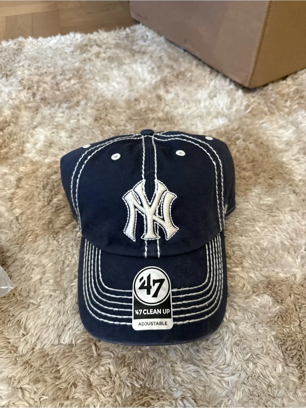 47 Navy and White New York Yankees Relaxed Baseball Cap