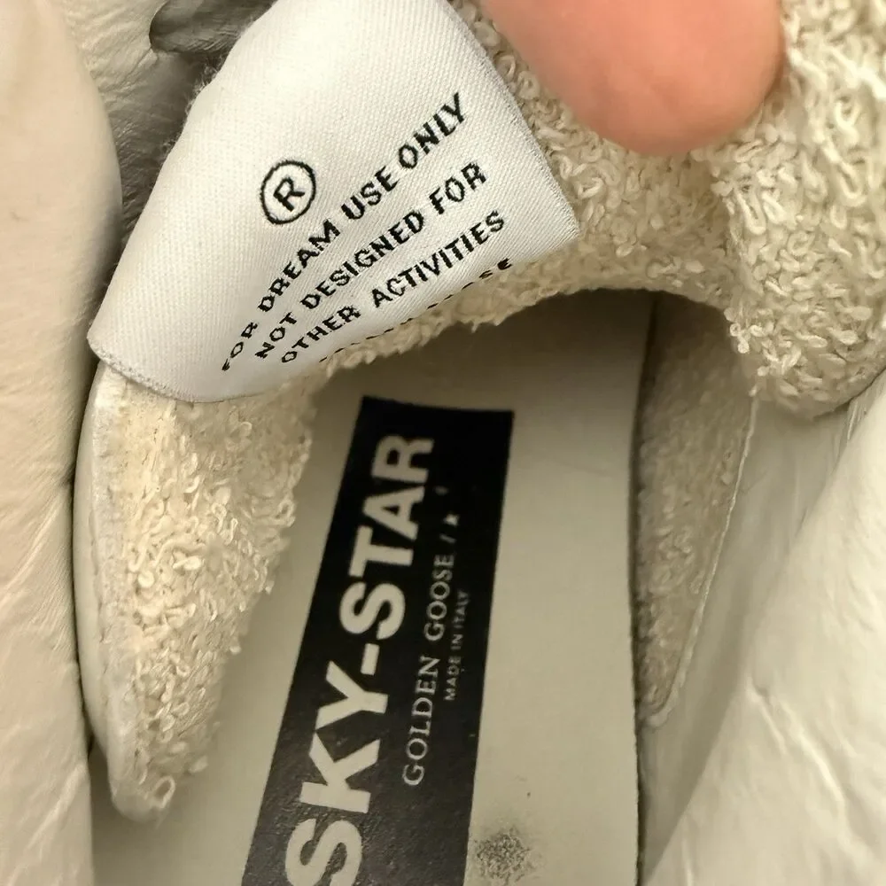 Golden Goose High Top Sneakers Womens Sz 38 Sky Star Signature Pony Hair Leopard
