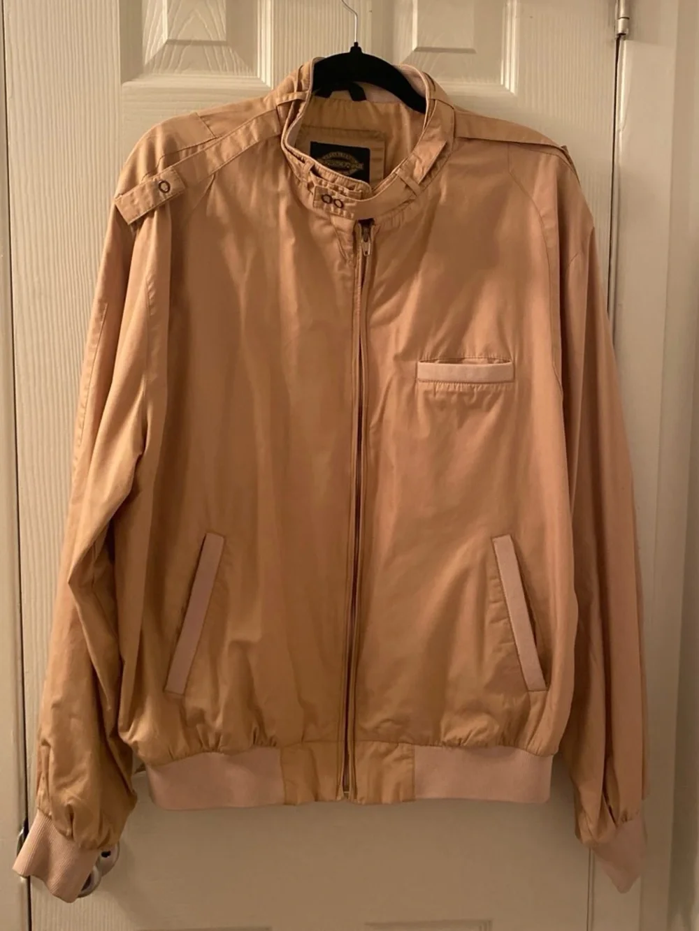 Towncraft Light Tan Bomber Jacket Members Only Style XL