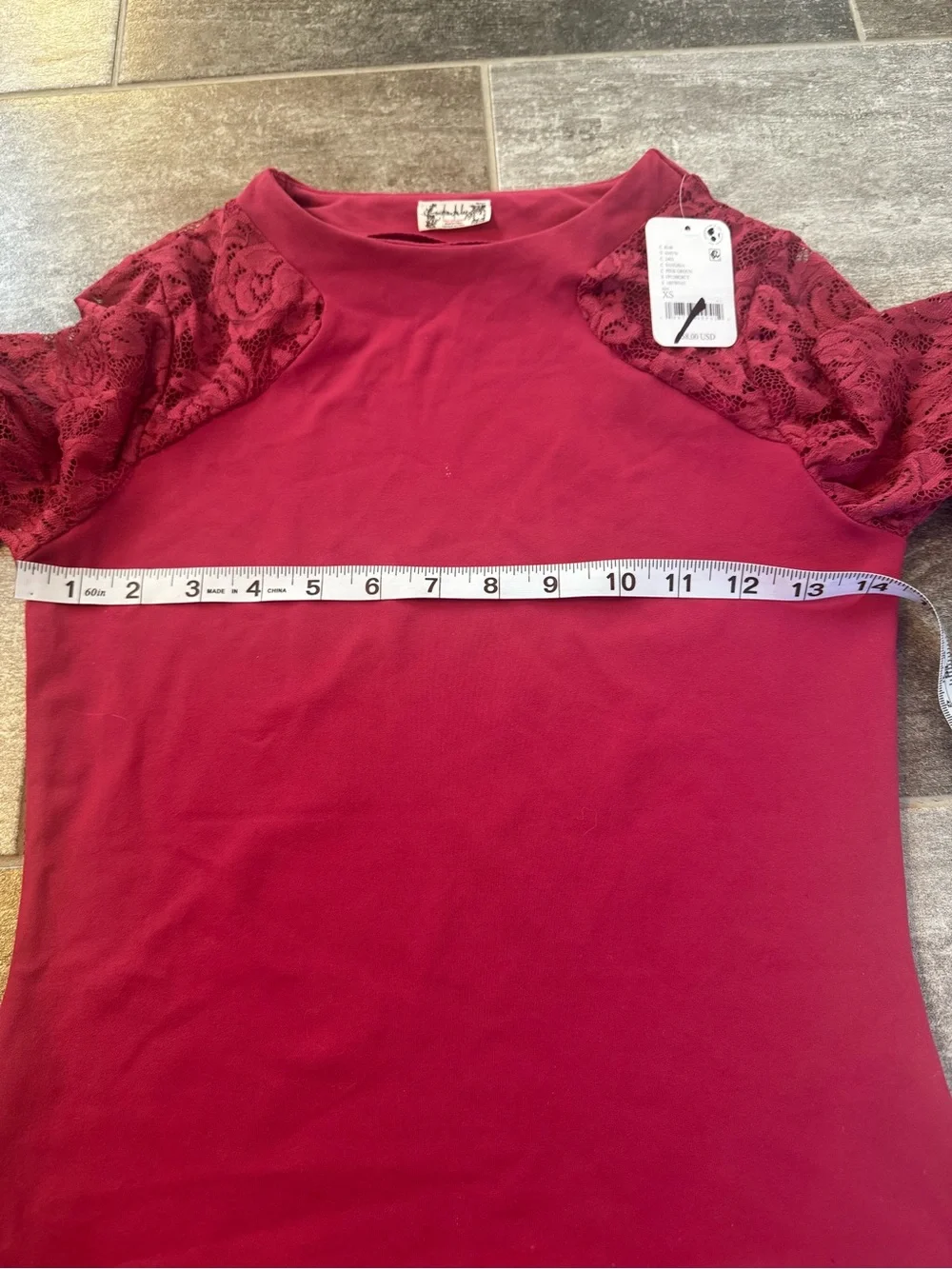 Intimately free people, long sleeve, laced, sangria, XS, new