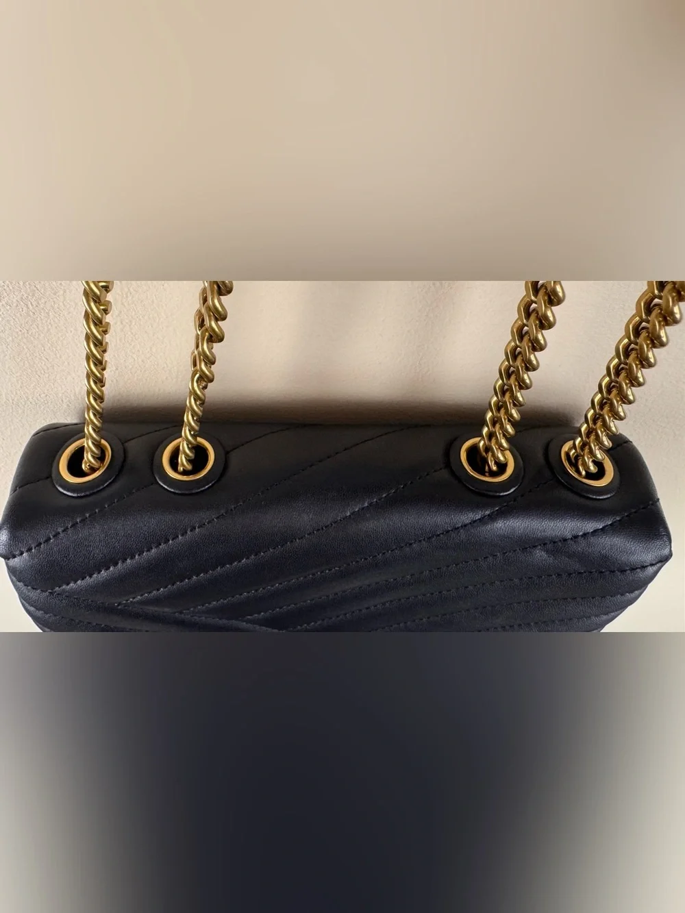 Tory Burch Kira Chevron Convertible Shoulder Bag Black Leather with Dust Bag