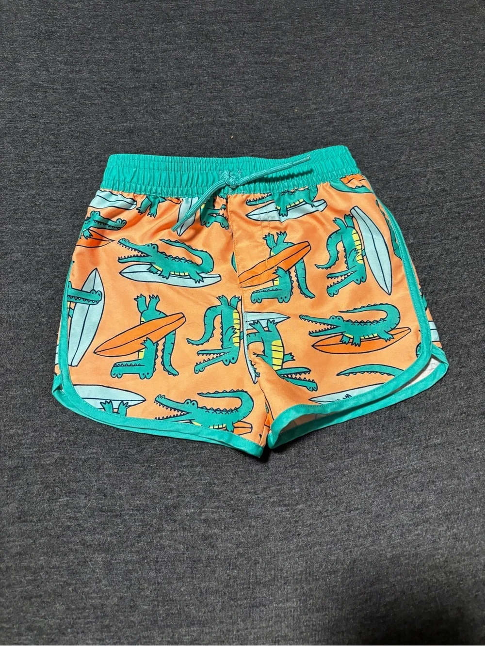 Orange & Teal Alligator Surf Print boys 12 months swim Shorts