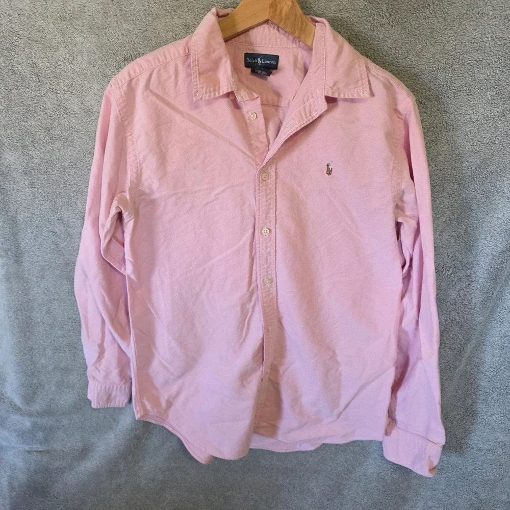 Ralph Lauren Mens Pink Cotton Oxford Long Sleeve Button Down Shirt Size 20