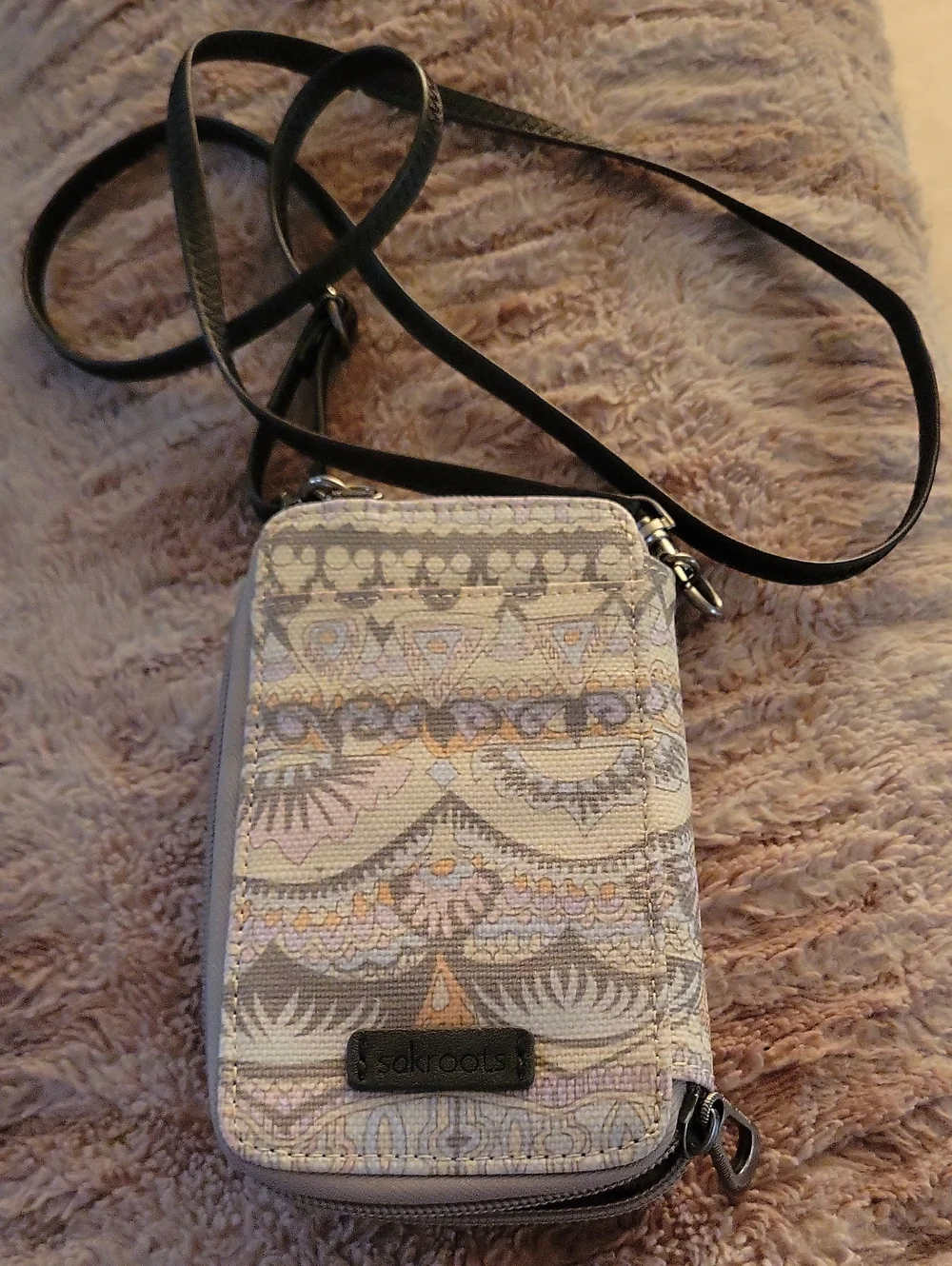 Sakroots  Crossbody Phone Wallet with Black Strap