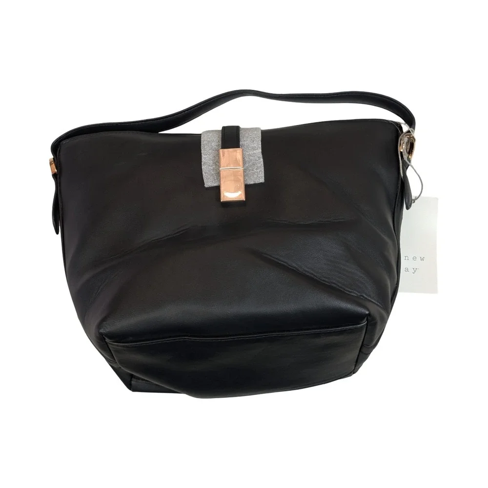 ⭐B5.  a new day - Black Purse With Detachable Crossbody Strap Gold Buckle NWT