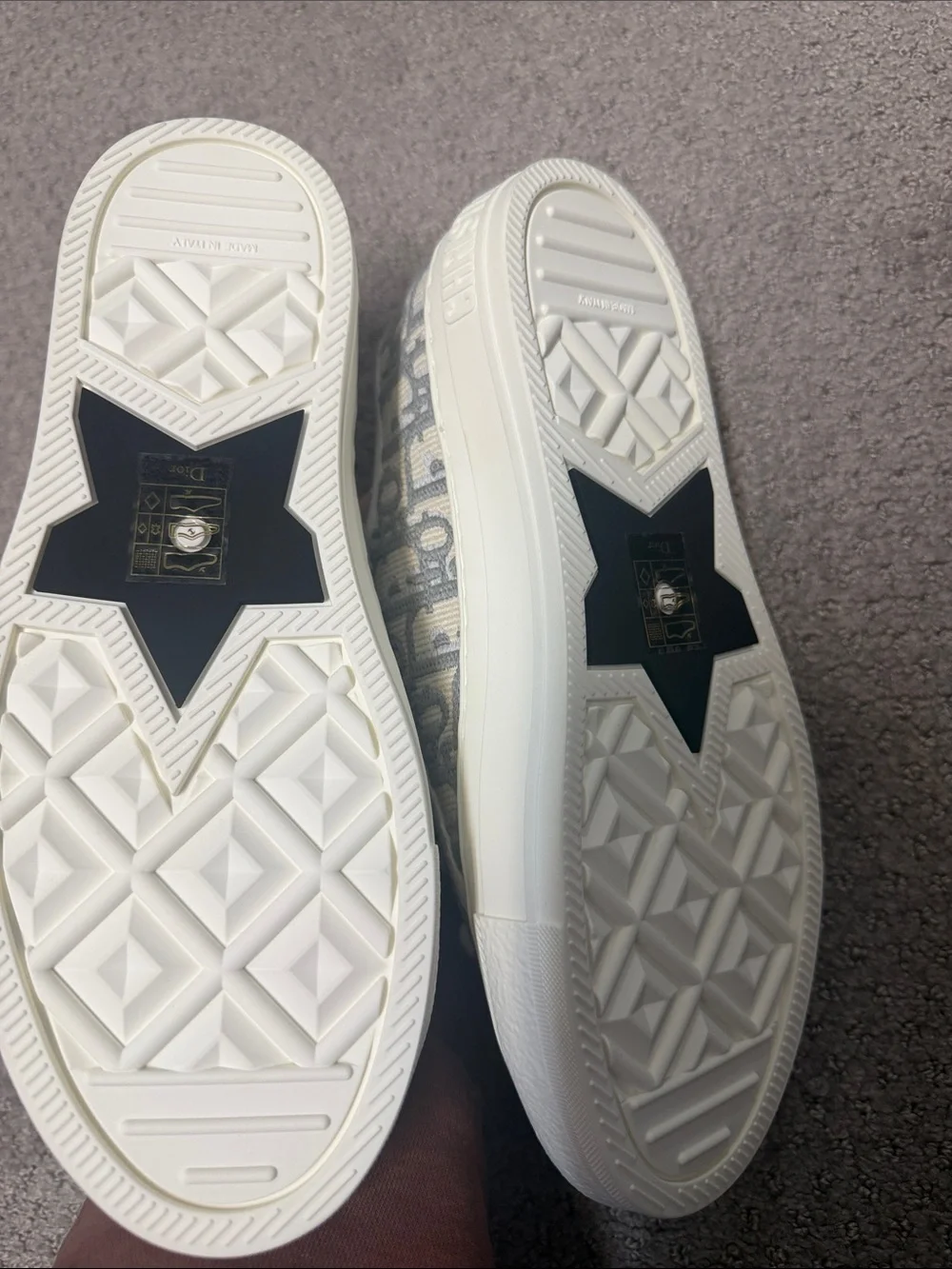 Dior Beige & White Low-Top Sneakers