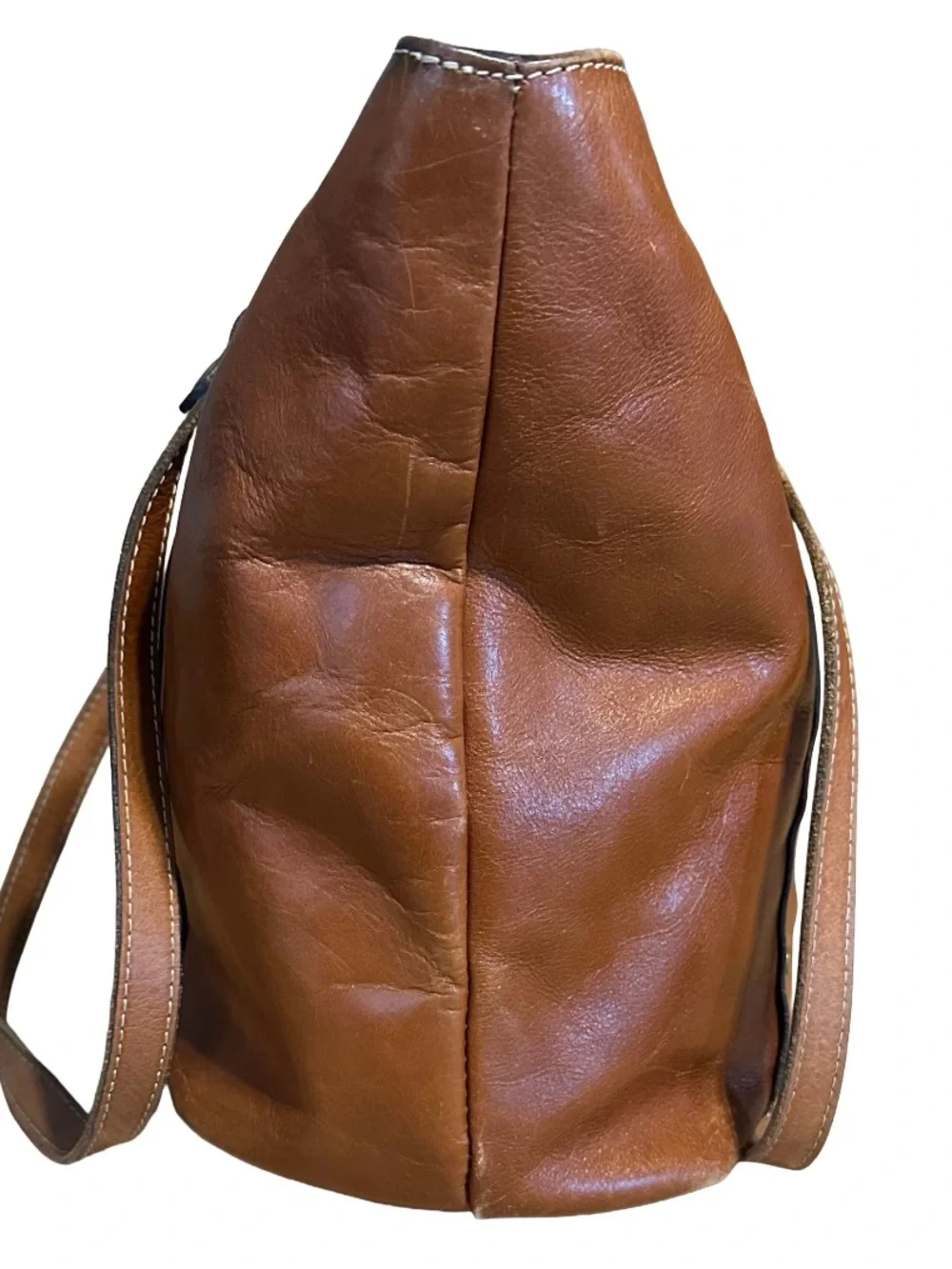 PATRICIA NASH COGNAC BROWN LEATHER BENVENUTO LARGE SHOULDER BAG