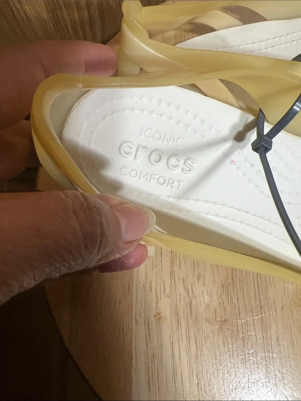 CROCS Women's Translucent Yellow Jelly Strappy Flats