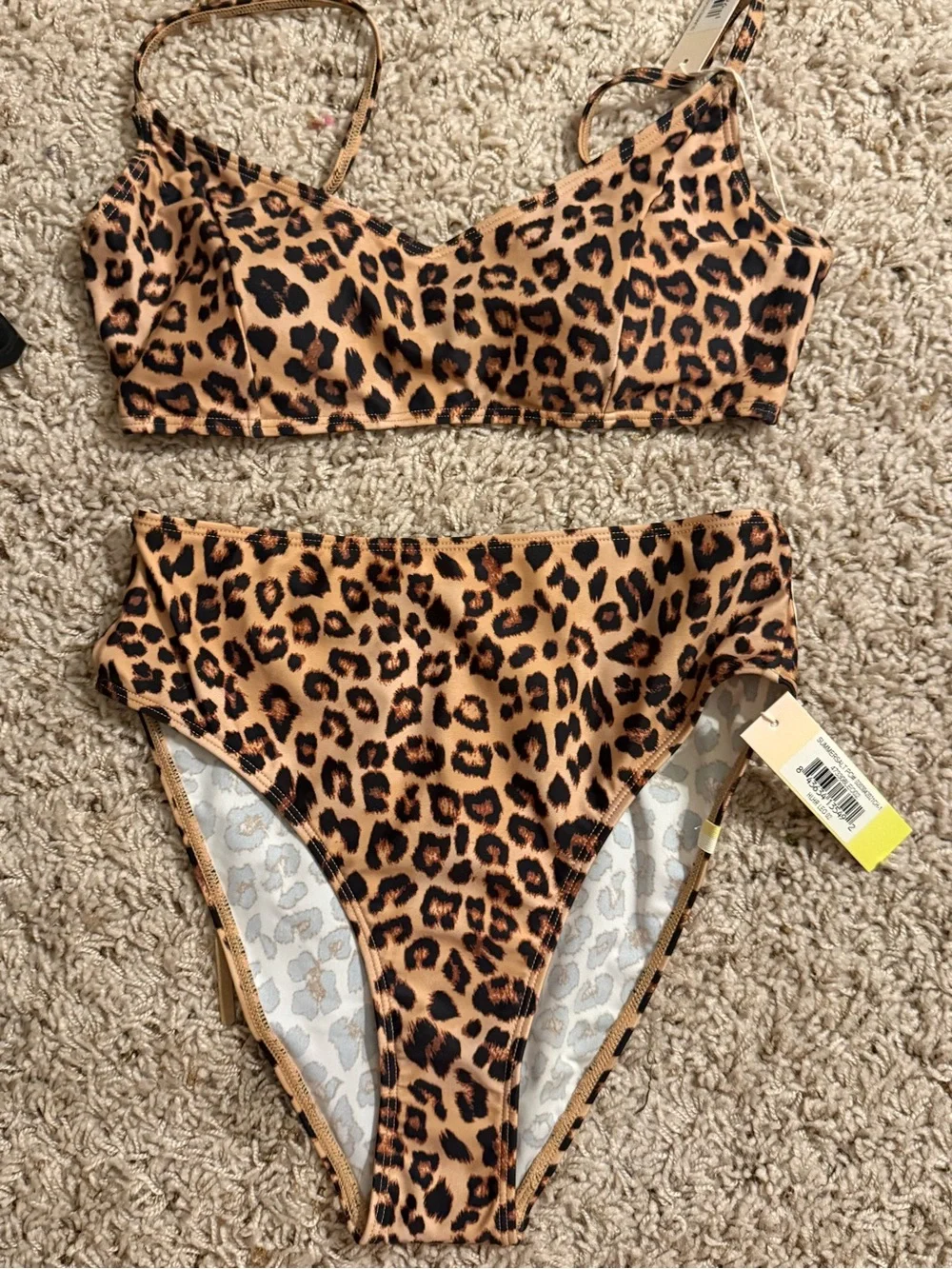 NWT Summersalt Wanderlust Leopard Bikini with Extra Black Cinched Top