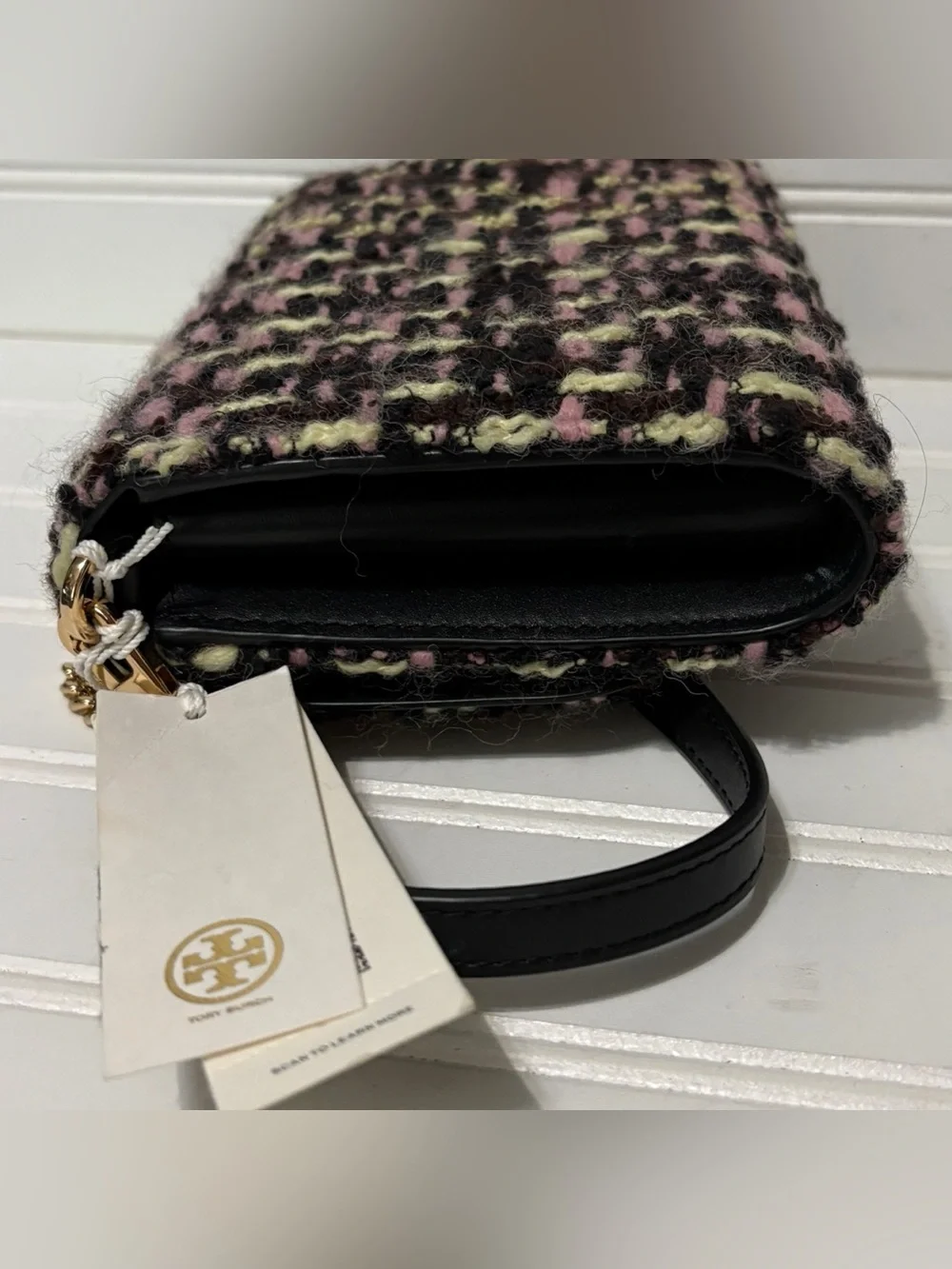 TORY BURCH Emerson Wool Tweed Convertible Chain Crossbody Wallet Shoulder Bag