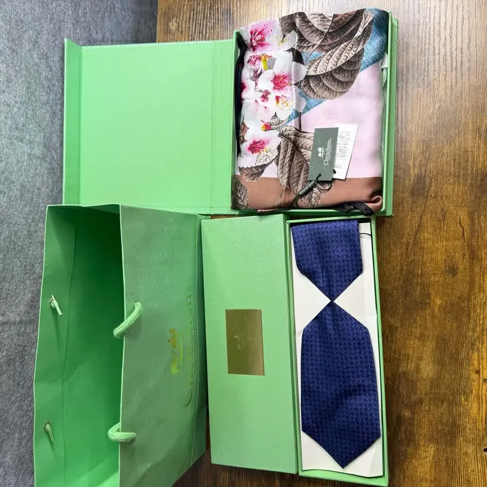 Chenchen 100% Silk Floral Print Square Scarf with Gift Box