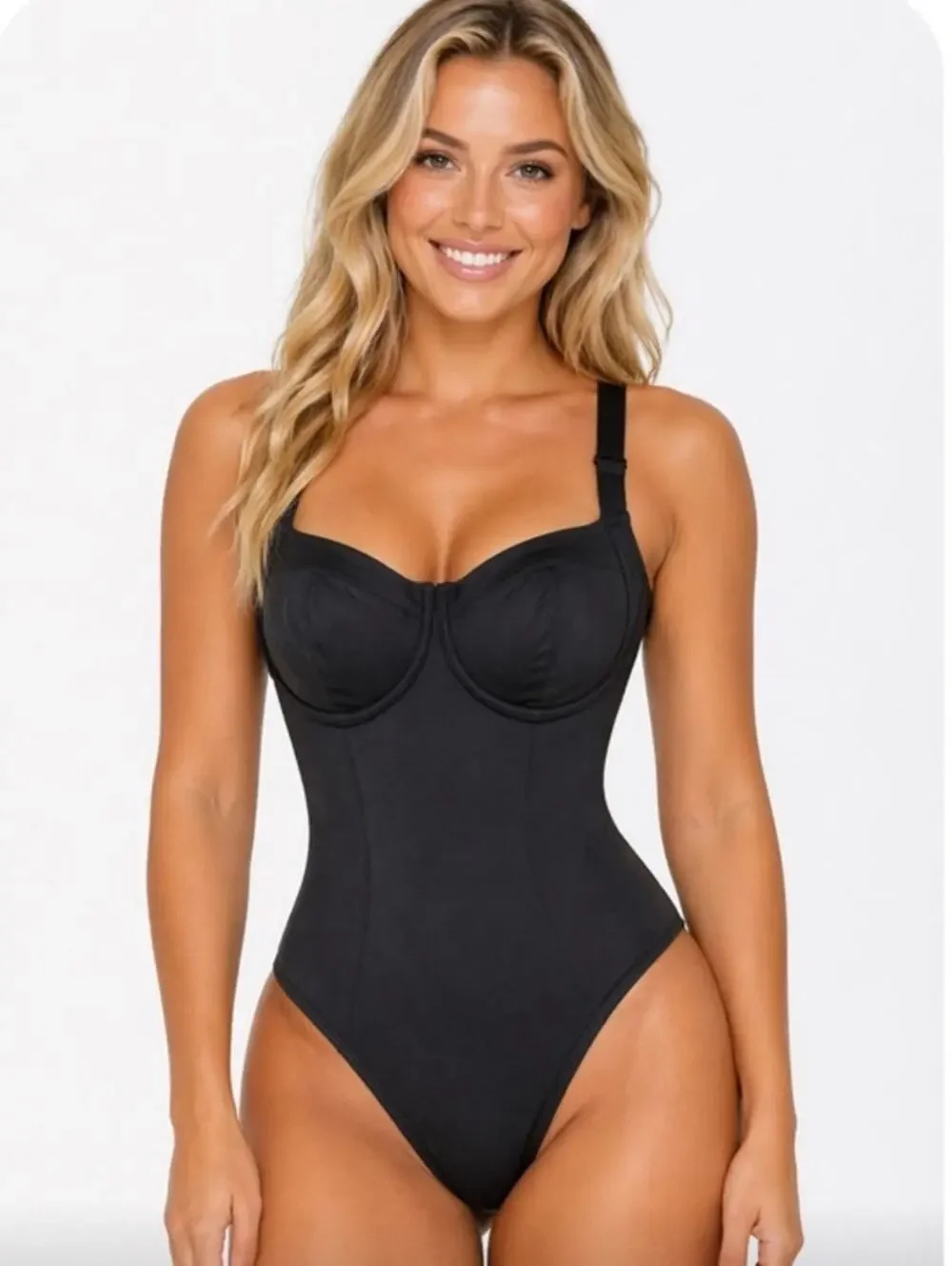 TA3 Hi Cut Lifty Sculpting Corset 1 Pc Swimsuit Black Women L Short D/DD NWT
