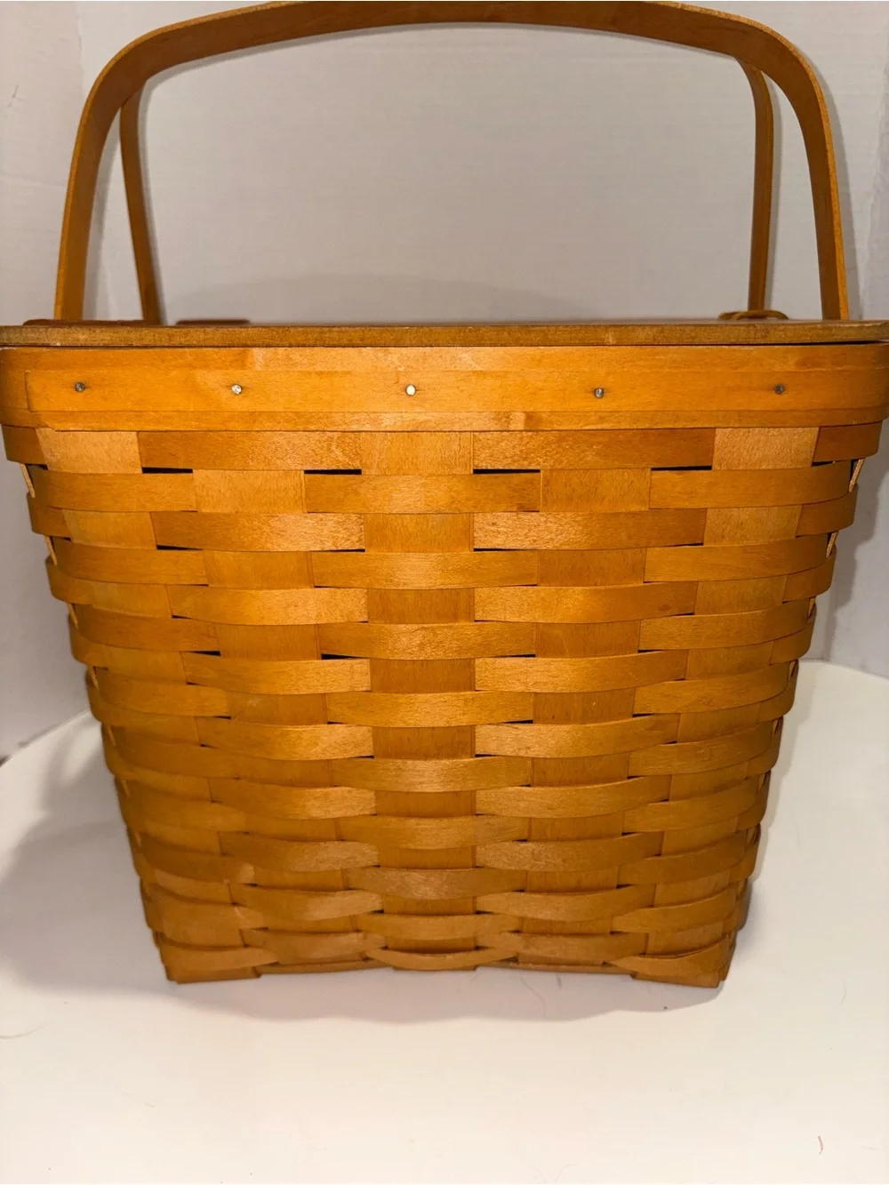 Longaberger 1999 Wooden Basket with Plastic Liner & Riser- Vintage 13x16.5