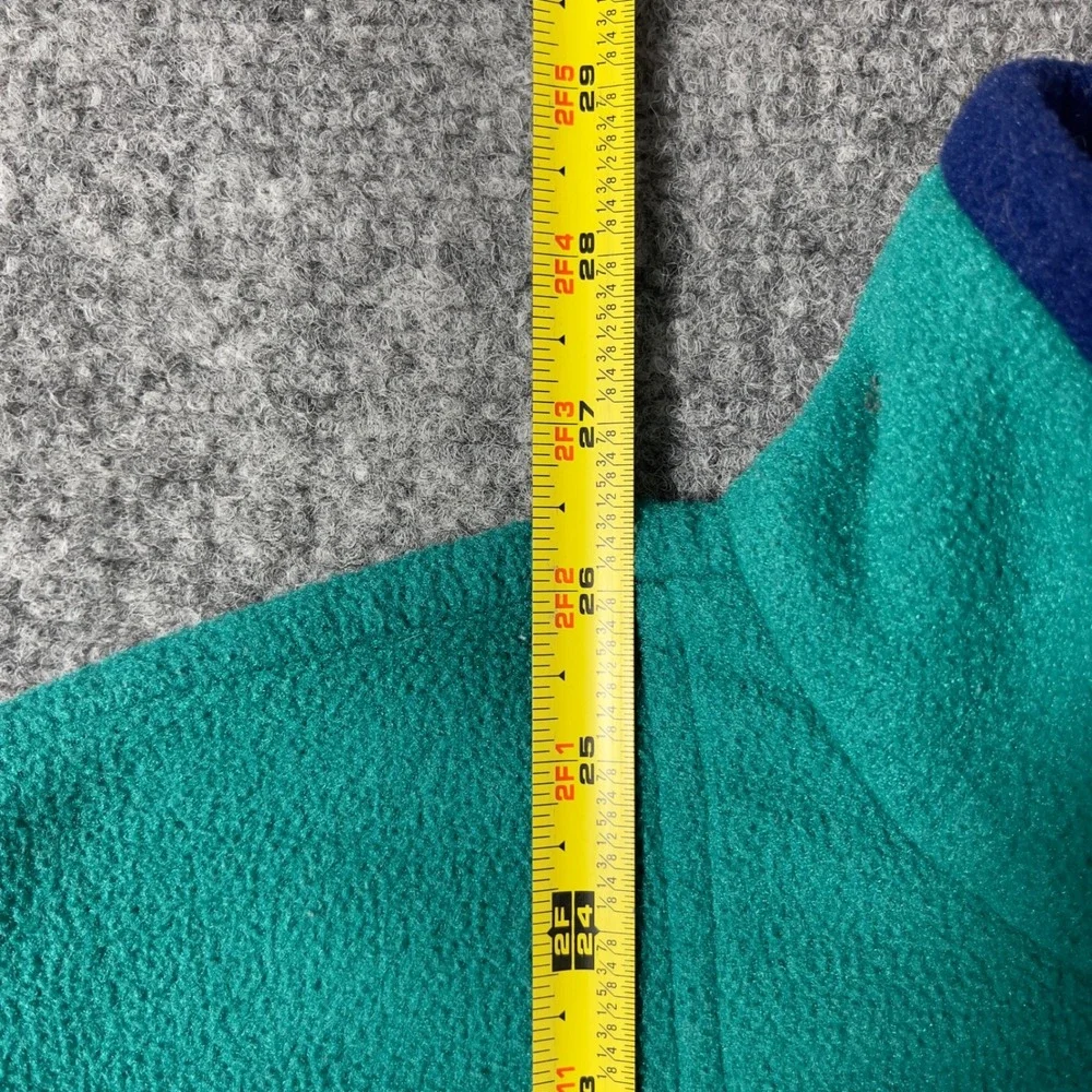 LL Bean Fleece Pullover Mens Large Teal 1/4 Zip Mock Neck Gorpcore 90s Vintage
