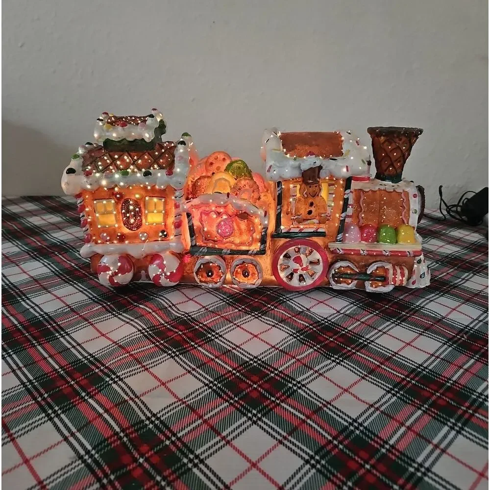 Gingerbread Cookies Fiber Optic Lighted Holiday Train