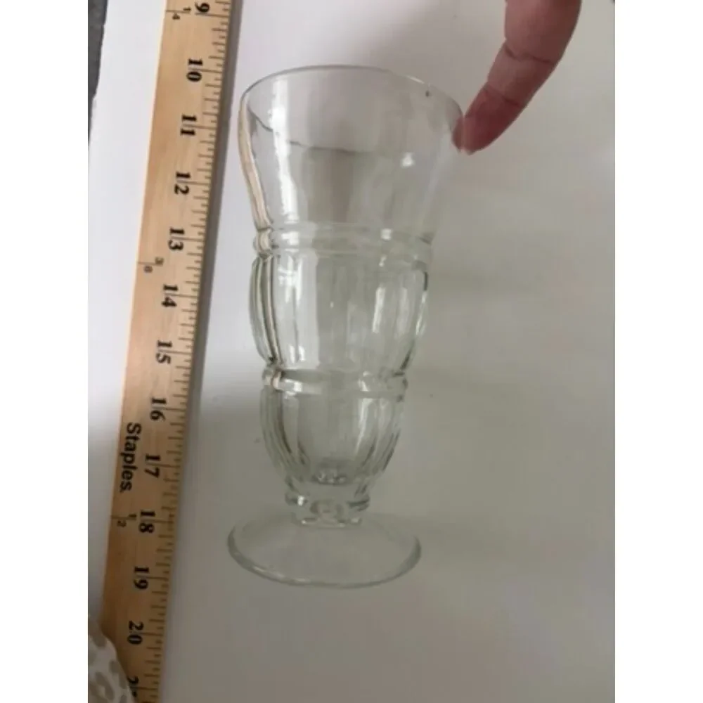 vtg. clear paneled pressed glass sundae/milkshake dish