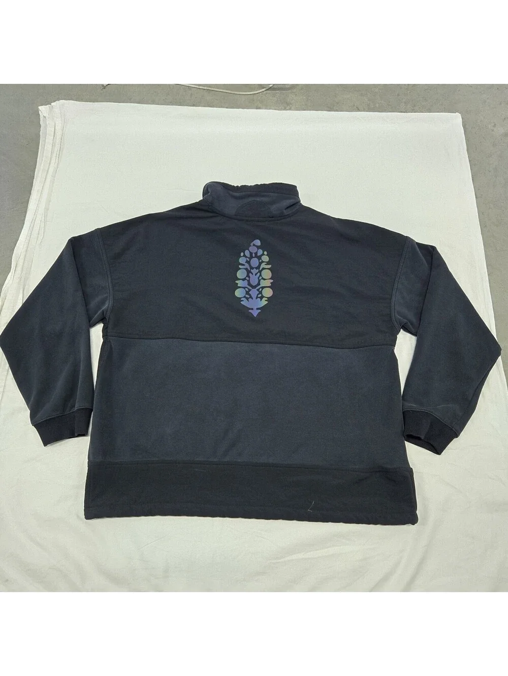 Size XL Free People FP Daybreak Reflective Sweater Black Pullover Hoodie 1/4 Zip