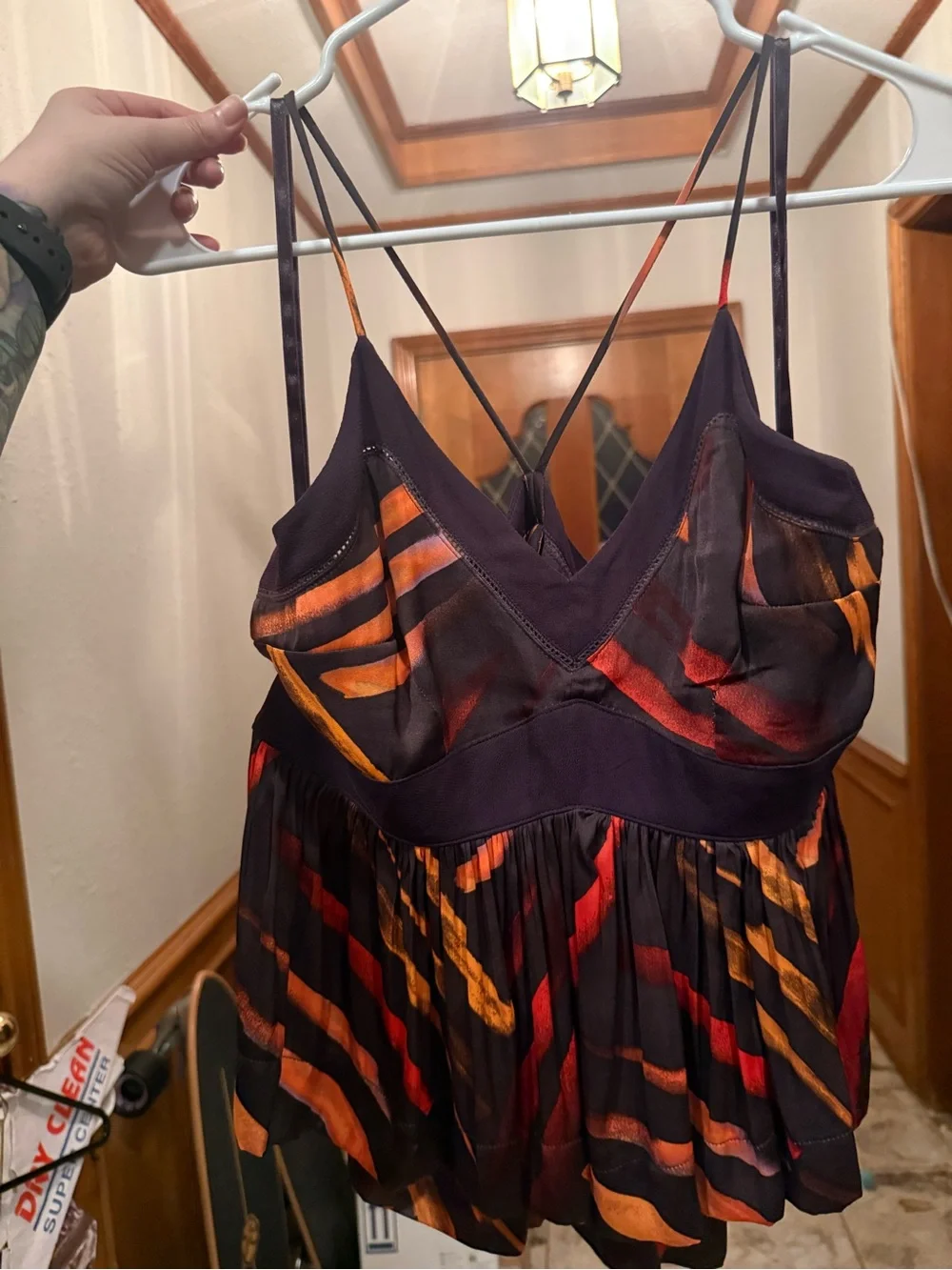 Dark purple and orange Racerback flowy tank top free people size 4