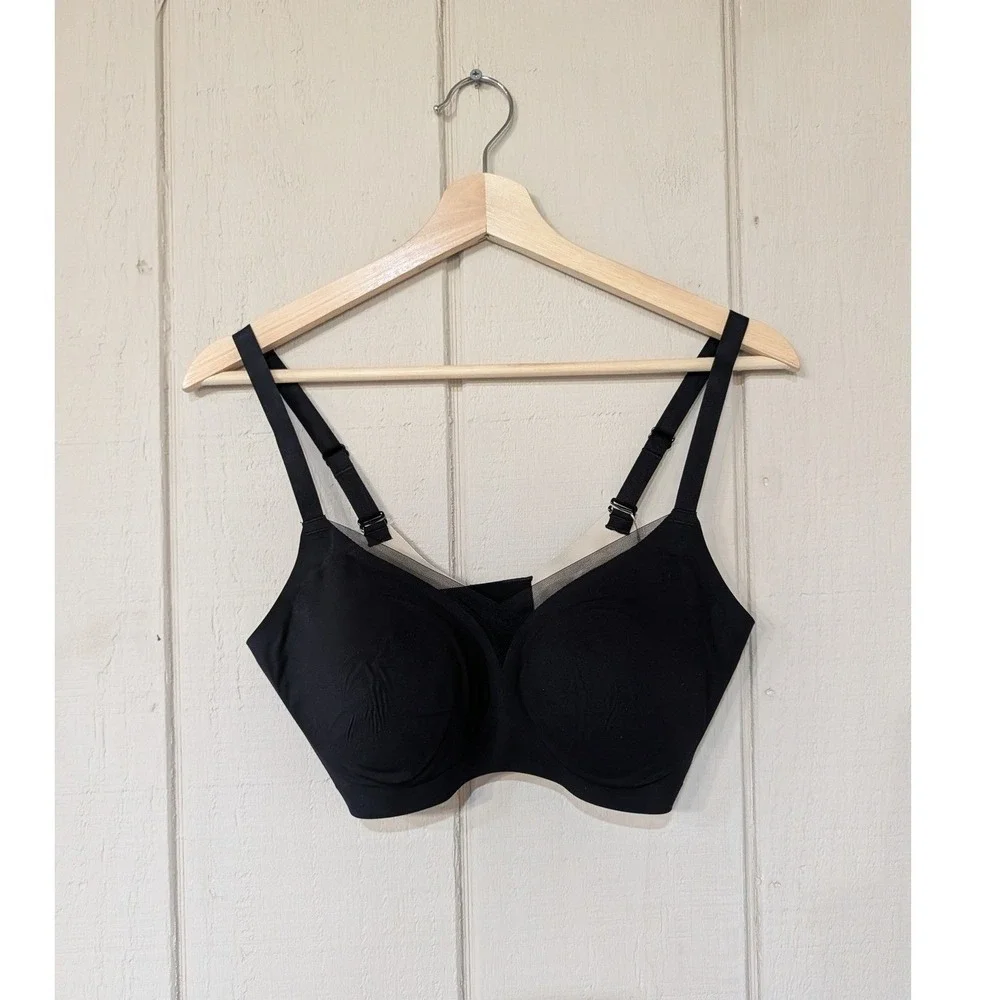 Shapellx Contour True Support Bra Black Ample‎ Cup D+ Wireless Size S+ NWT