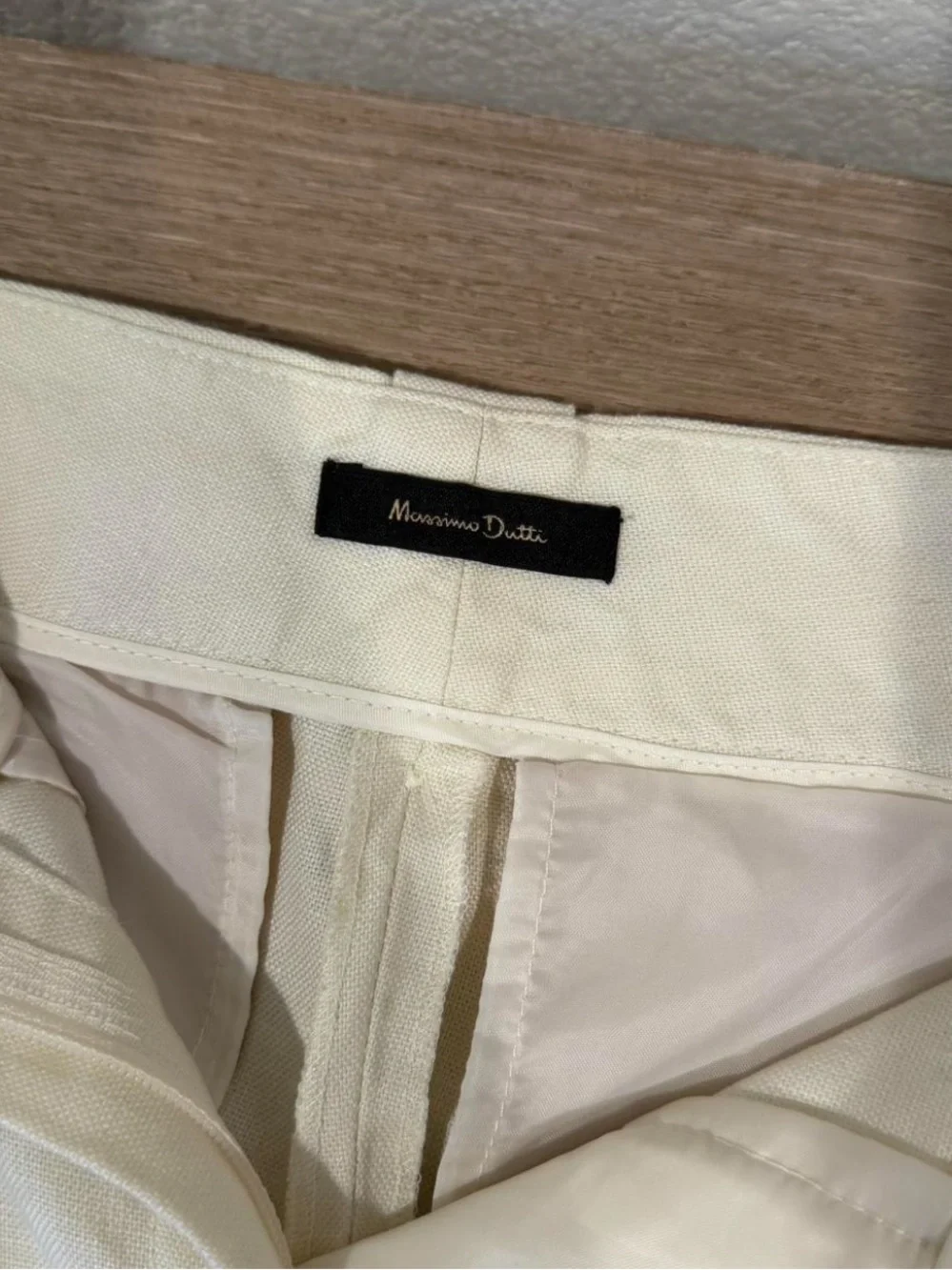 Massimo Dutti Cream High-Rise Tailored Bermuda Shorts