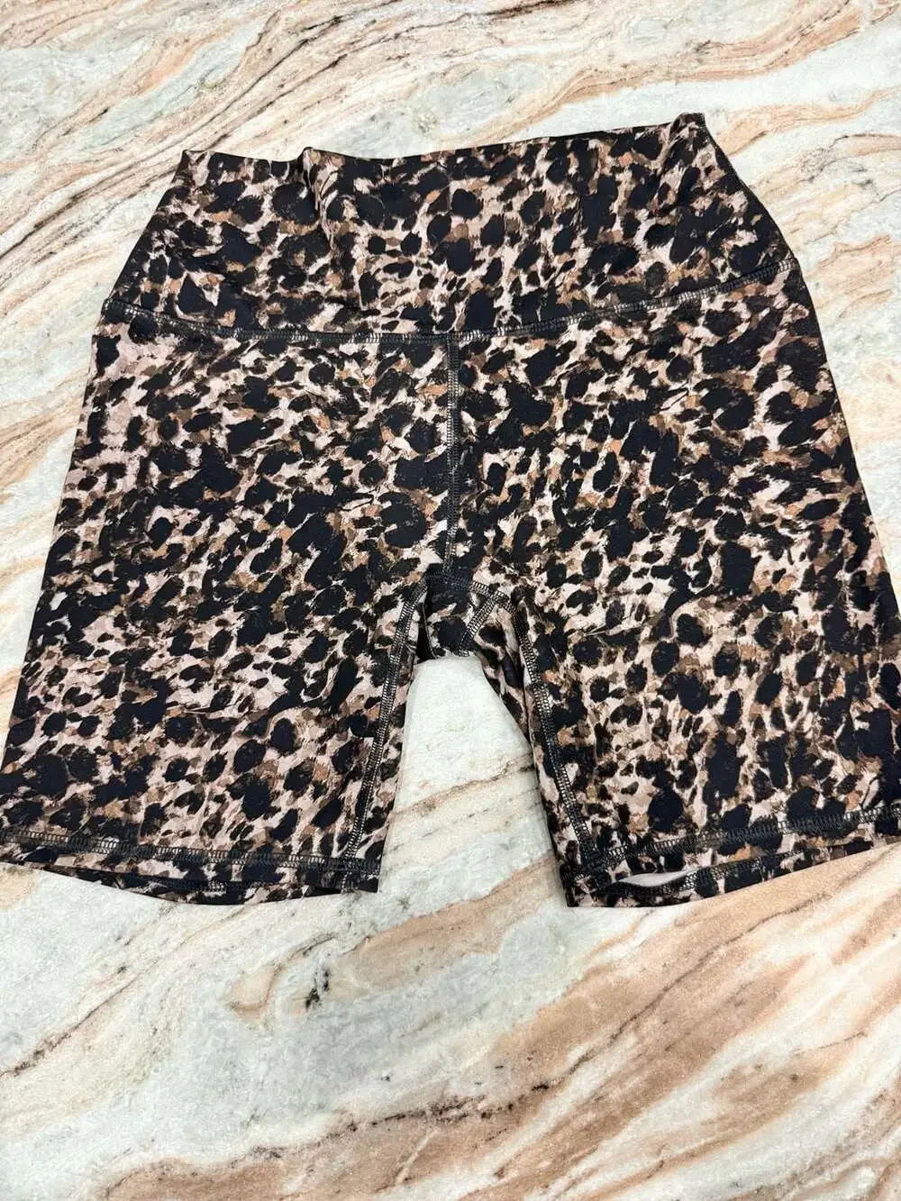 RBX Women's High-Waisted Leopard Print Athletic Biker Shorts