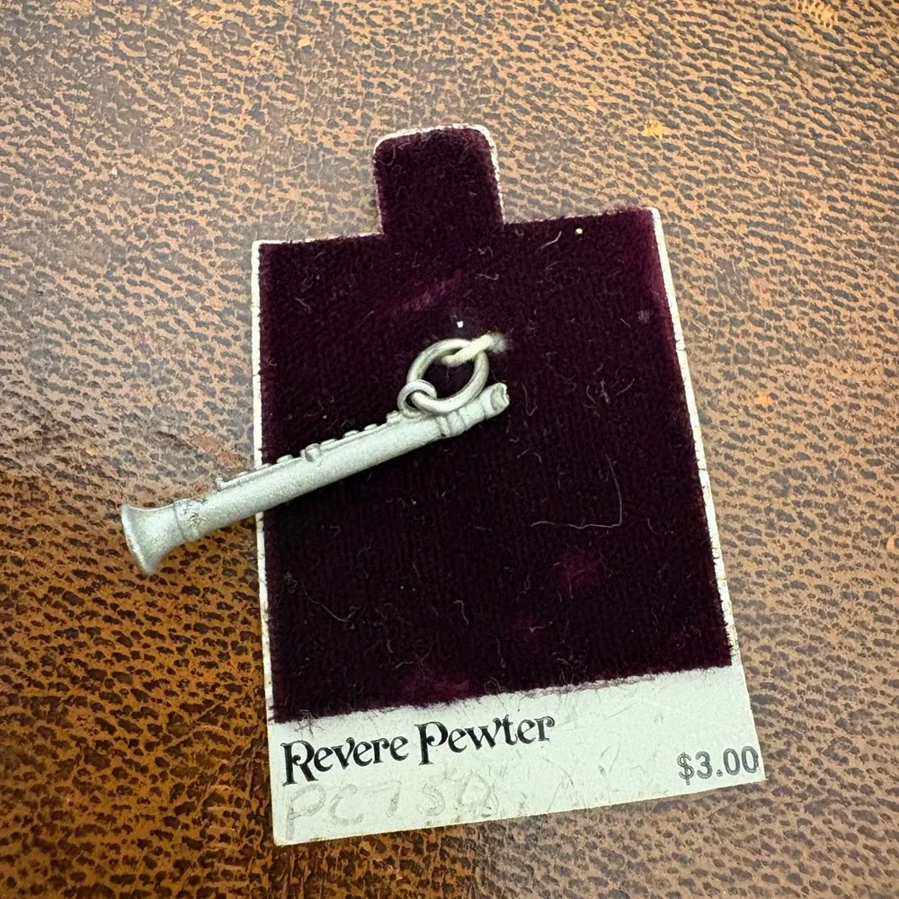 Pewter Clarinet Bracelet necklace pendant Charm vintage revere‎ pewter