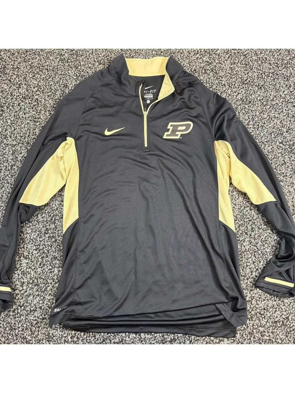 Nike Purdue Boilermakers Dri-Fit Quarter Zip L Yellow Panels