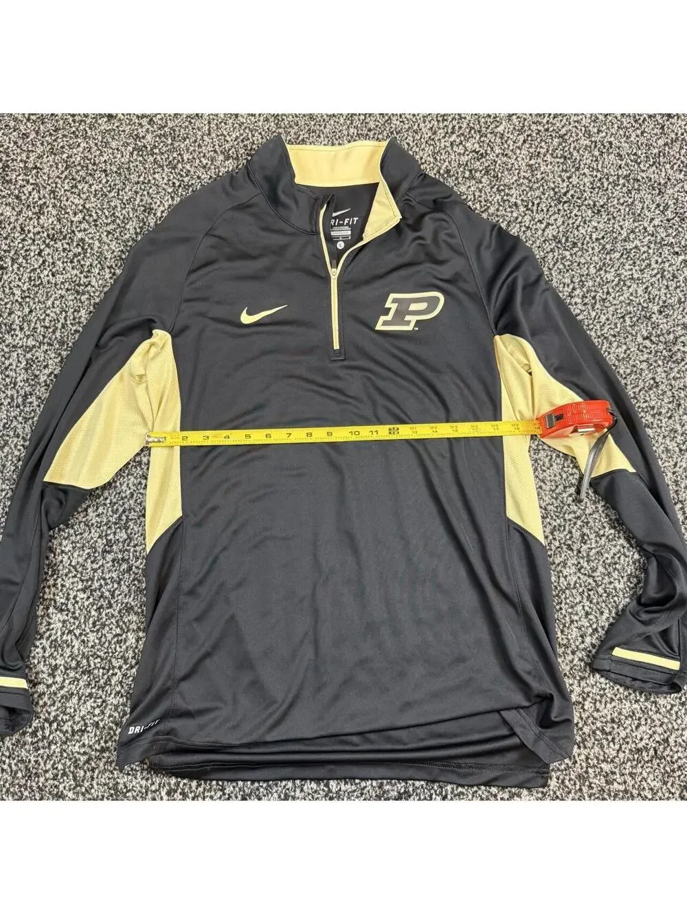 Nike Purdue Boilermakers Dri-Fit Quarter Zip L Yellow Panels