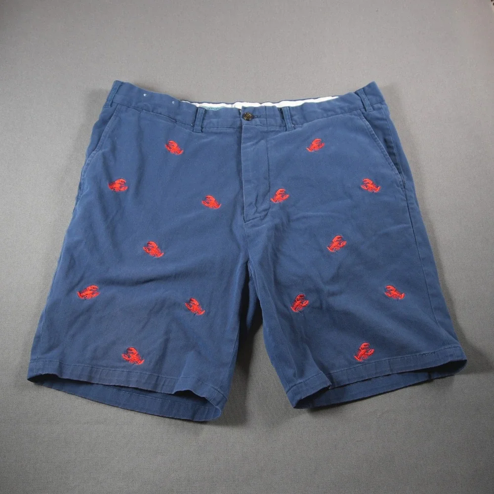 Castaway Nantucket Island Embroidered Lobster Men Coastal Prep Chino Shorts 38