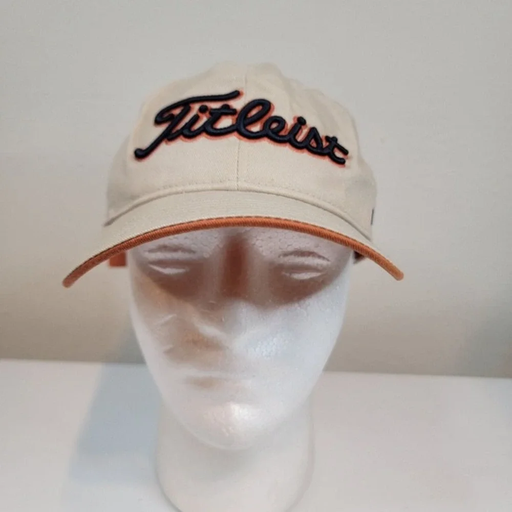 Titleist FootJoy FJ Pro‎ V1 Golf Hat Cap Logo Tan Orange Blue Adjustable