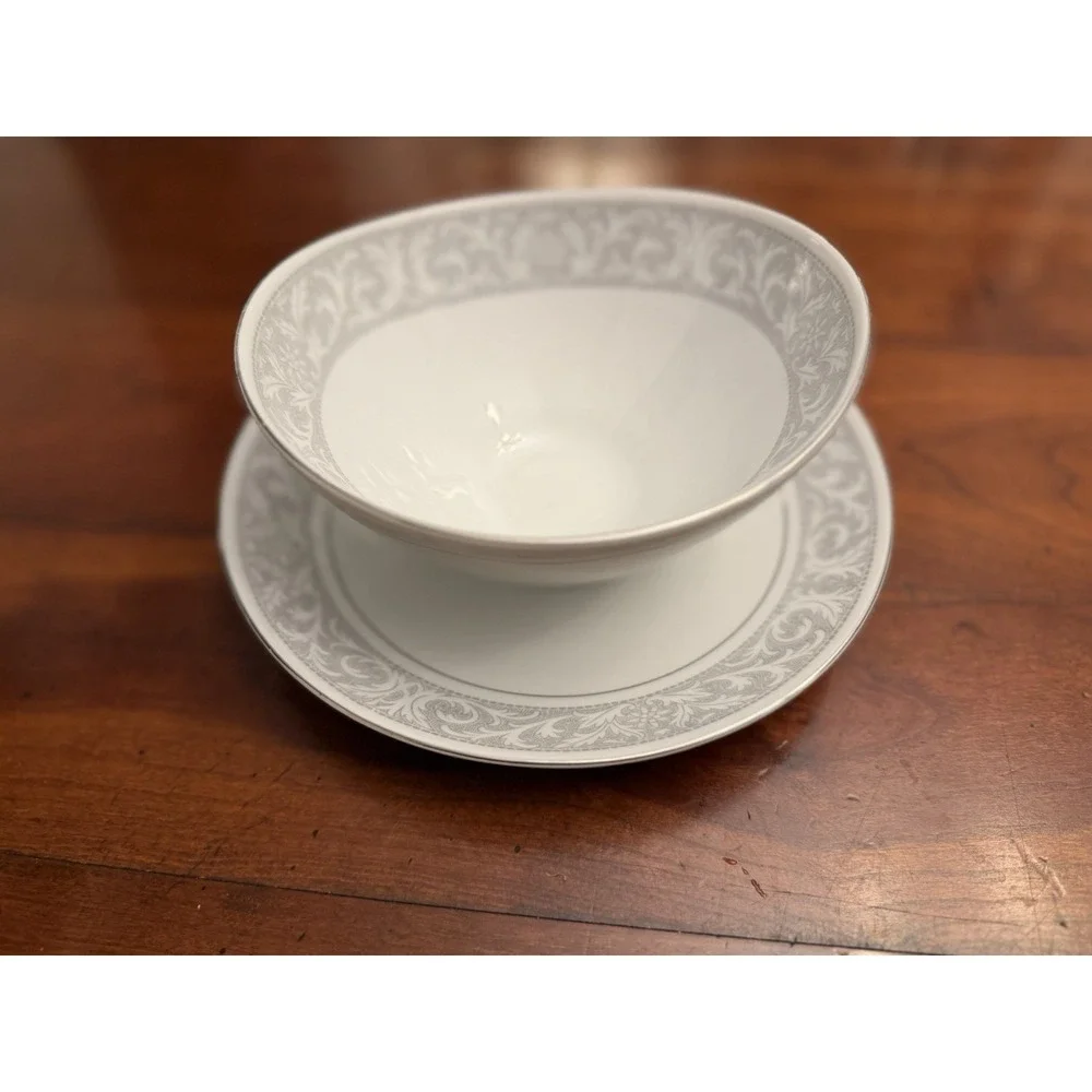 Vintage Mikasa Winthrop 5401 Gravy Boat Attached Underplate Japan Fine China