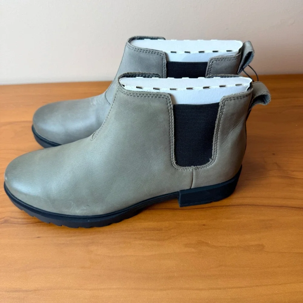 Sorel Womens Emelie II Chelsea WP Waterproof Leather Boots Quarry‎ Grey