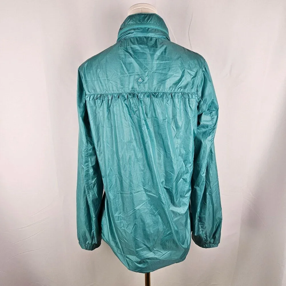 PrAna‎ Womens Tegan Yoga Jacket Large Turqoise Polyester Water-Resistant Zip