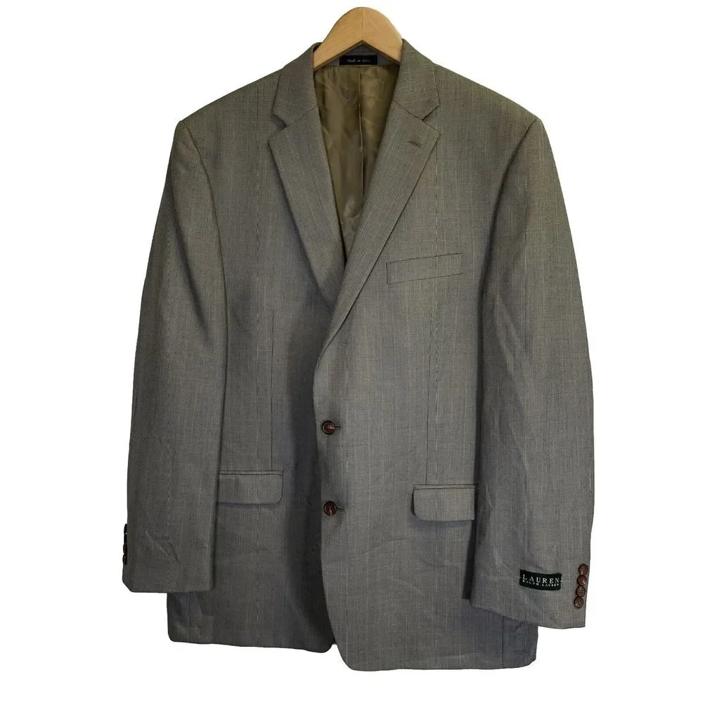 Ralph Lauren Mens 46L‎ Beige Check Soft Blazer Sport Coat Suit Jacket Lined