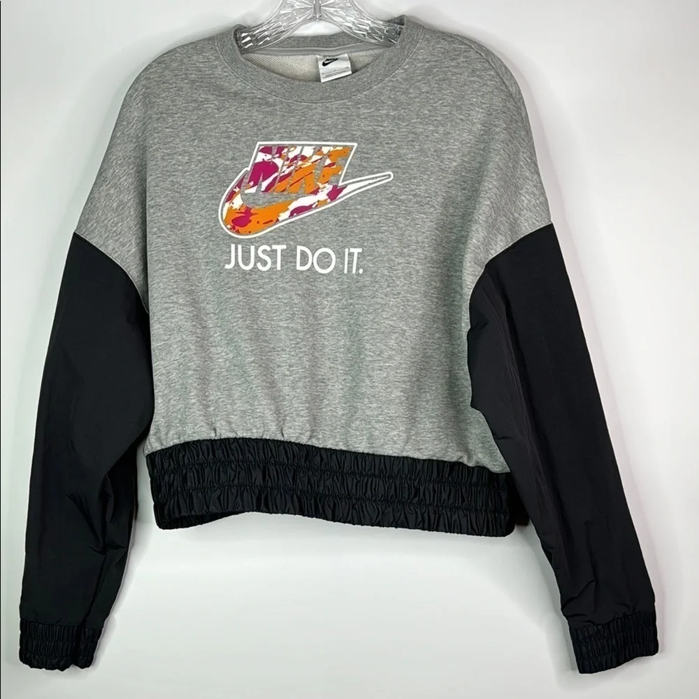Nike Just Do It Gray Pullover Sweatshirt Size Small Oversized