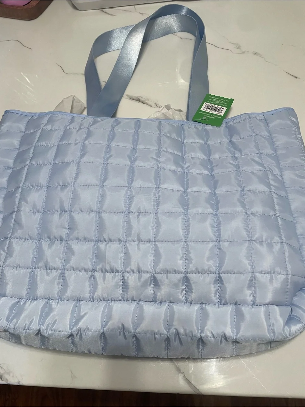 Light Blue Quilted Tote Bag and Mini Bag bundle
