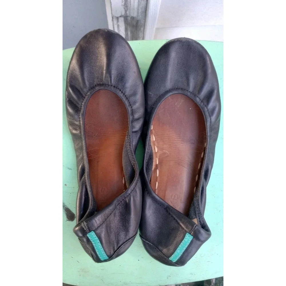 Tieks By Gavrieli Ballet Flats‎ Size 7 Matte Black Leather Slip On Foldable